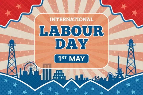 Plantilla de diseño de estilo retro para la celebración del Día del Trabajo