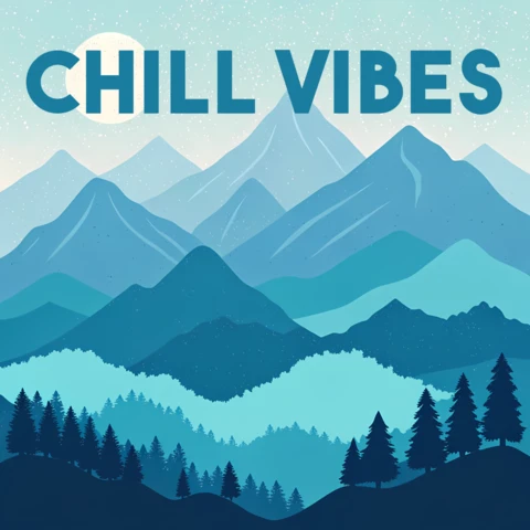 Chill Vibes Mountain Retro Flat Design for Apparel and Merchandise
