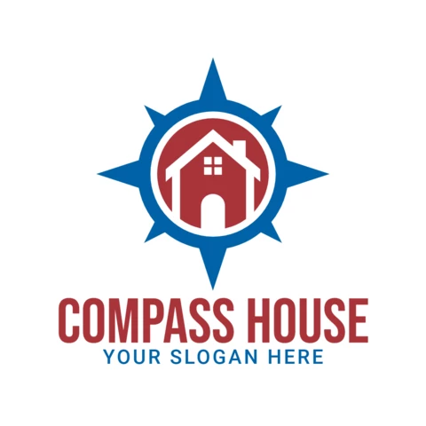 Modernes kompass haus logo design Vorlage