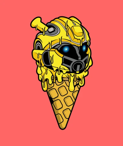アイスクリームバンブルビー漫画キャラクターポップカルチャーTシャツデザインテンプレート