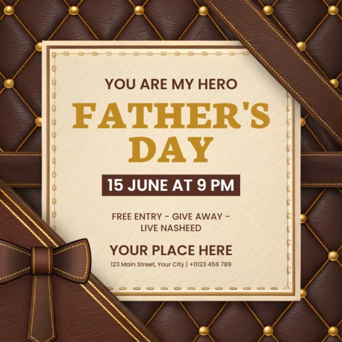 Elegant Leather Father's Day Event Template Design with Bow Accent