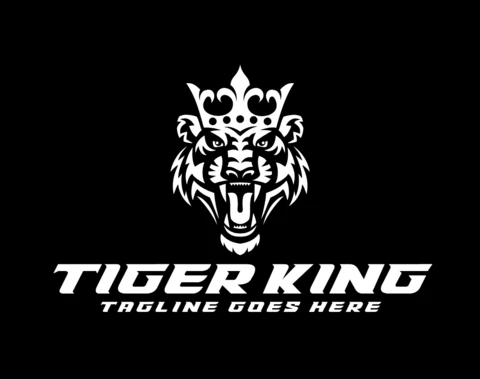 Plantilla de diseño de logotipo del rey tigre