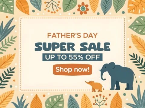 Playful Jungle Theme Father's Day Sale Template Design