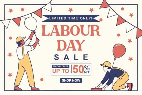 Editable Labour Day Sale Design Template in Vintage Style
