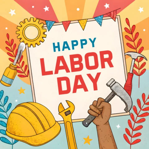 Modelo de design de feliz dia do trabalho em estilo artístico retrô