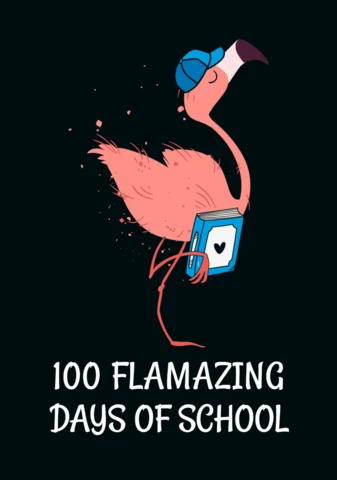 Okulun 100 muhteşem günü flamingo tişört tasarımı