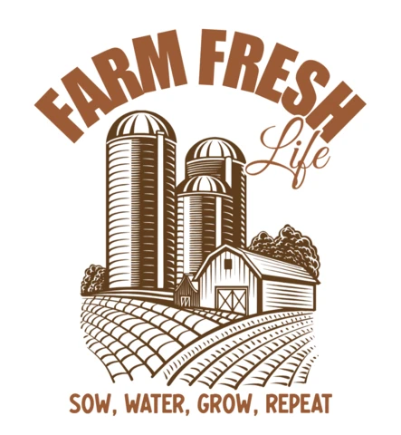 Bauernfrisches Leben inspirierende landwirtschaftliche Illustration Wachstum und Nachhaltigkeit T-Shirt Design Vorlage