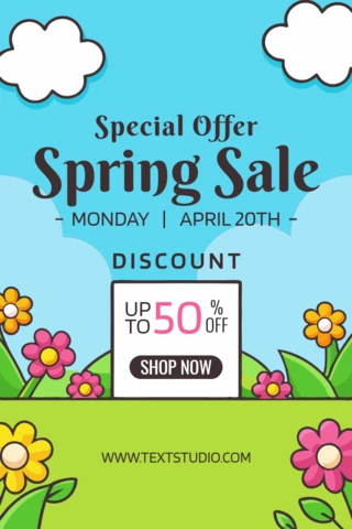 Modèle de flyer pour les ventes de printemps - style floral coloré