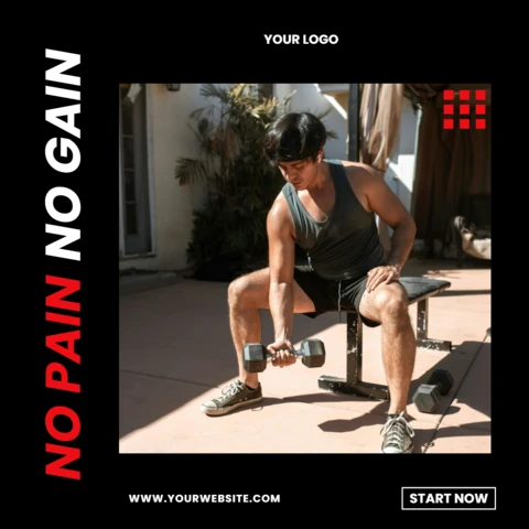 Gym Center Modern Promotional Instagram Post Design Template