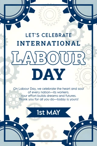 Editable Labour Day Celebration Template - Vintage Industrial Design