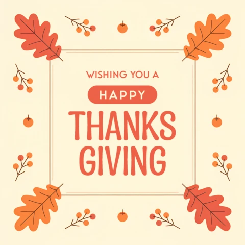 Autumn Leaves Thanksgiving Greeting Card Template Design