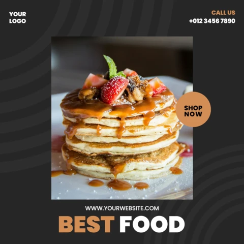 Modern Black Restaurant Instagram Post Design Template