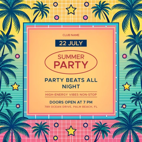 Vibrant Summer Party Design Template with Tropical Aesthetic