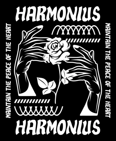 Harmonious Design Template with Hands and Rose for Apparel and Merchandise