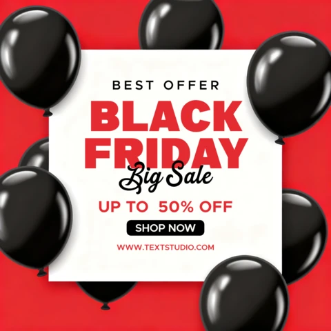 Black Friday Sale Template with Balloon Design for Promotional Flyers