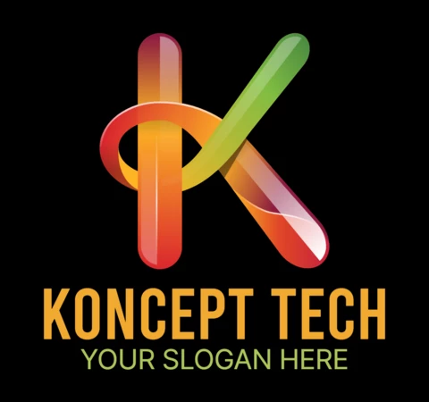 Modello di logo colorato per la lettera K della tecnologia