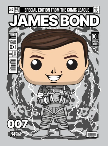 James bond moonraker personaggio dei cartoni animati modello di copertina per rivista