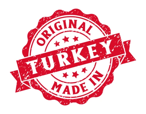 Modèle de logo pour le timbre "Made in turkey" (fabriqué en Turquie)