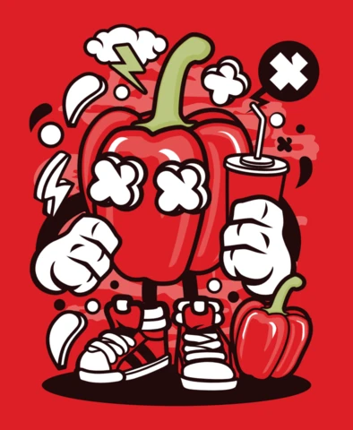 Capsicum Cartoon Character Poster Design Template