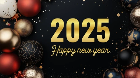 Golden Balloons and Confetti New Year Celebration Design Template