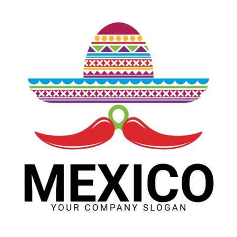 Mexico Cinco De Mayo Card Logo Design Template