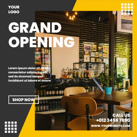 Yellow And Grey Advertisment Instagram Post Design Template