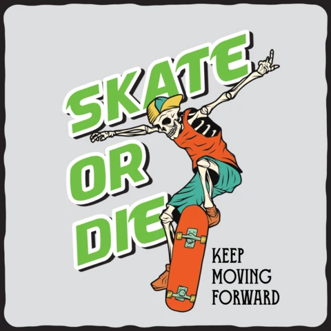 Modèle de t-shirt "Skate or die skeleton" (patinez ou mourez)