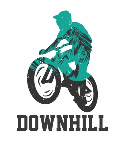 Downhill with Silhouette Mountain Bike T-shirt Design Template