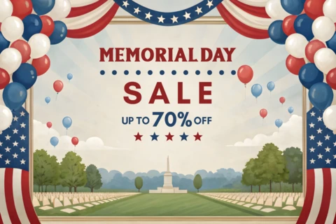 Patriotic Memorial Day Sale Template Design with Vintage Style