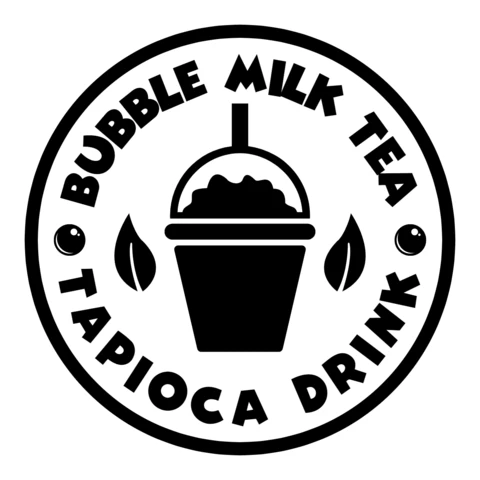 Modelo de design de logotipo de chá com leite com bolhas
