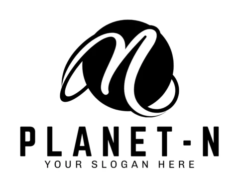 Plantilla de diseño de logotipo de letra planeta n
