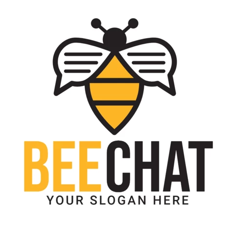 Bee Chat Logo Design Template