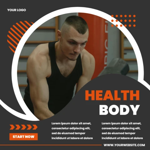 Modelo de design de postagem promocional de mídia social de crossfit de corpo saudável