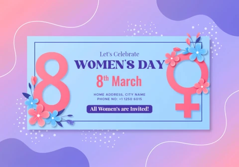 Editable Women's Day Celebration Invitation Template - Abstract Iridescent Design