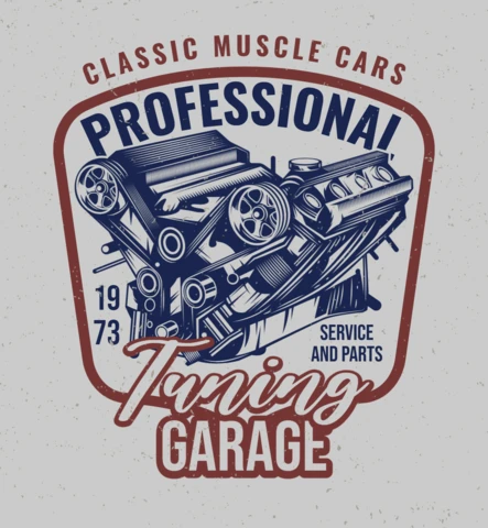 Muscle Car Engine Garage T-Shirt Design Template