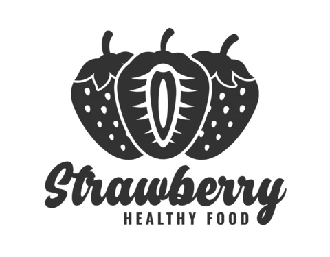 Healthy Strawberry Fruit Logo Design Template