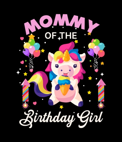 Birthday Girl Unicorn T-shirt Design Template
