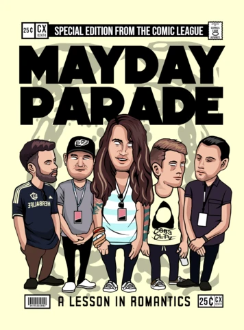 Mayday Parade Band Cartoon Caricature Cover Design Template