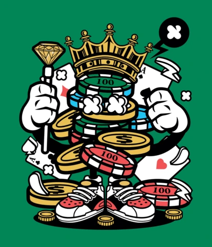 King of Gambler Cartoon Character Poster Design Template