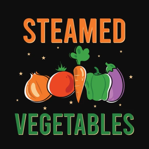 Divertida plantilla de diseño de camiseta vegana de verduras al vapor