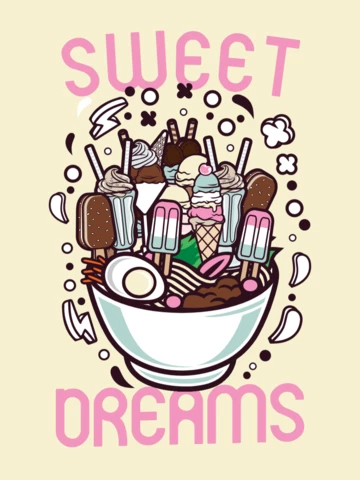 Sweet Dreams With Ice Cream T-Shirt Design Template