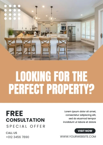 Modern Real Estate Flyer Template with Stylish Interior Design Elements for Property Promotion