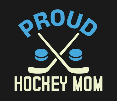 Proud Hockey Mom with Crossed Sticks and Pucks Sports T-Shirt Design Template