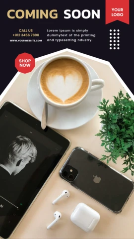 Coming soon coffee shop instagram story post design template