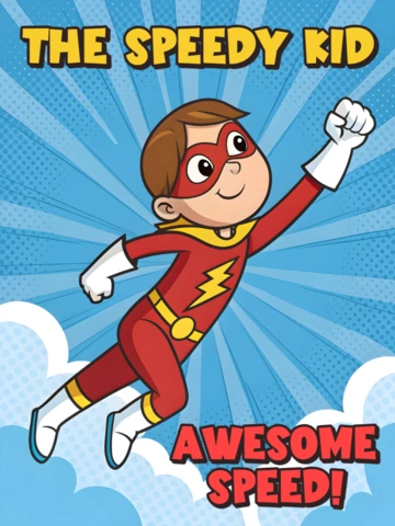 Superhero Kid Design Template for Posters and Merchandise