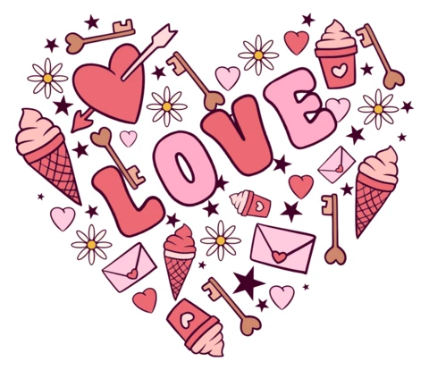 Love Themed Editable Template Design for Greeting Cards with Ice Cream and Hearts