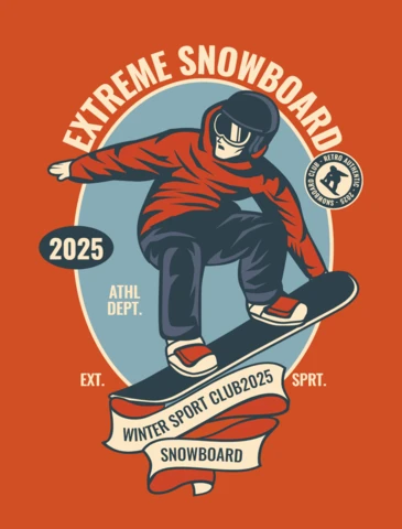 Modèle de t-shirt de snowboard extrême
