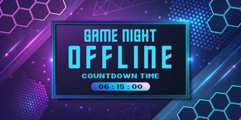 Game Night Offline Countdown Timer Design Template in Synthwave Futuristic Style