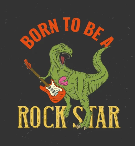 Le tyrannosaure qui joue de la guitare électrique