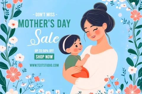 Plantilla de diseño de venta caprichosa del día de la madre para promociones editables